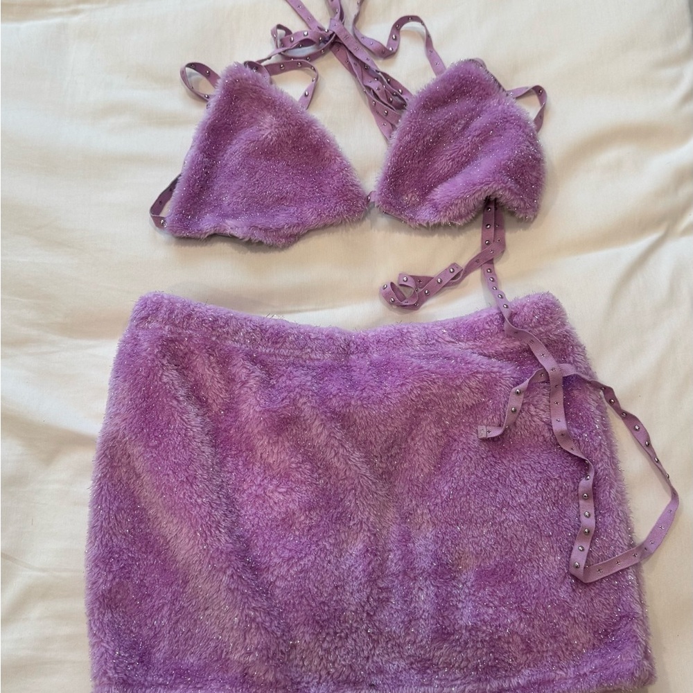 fuzzy purple two-piece set